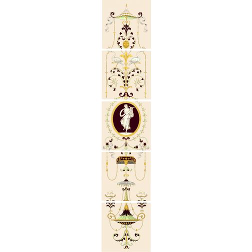 Cameo Carousel (with Harp) 5-Tile Set on Colonial White