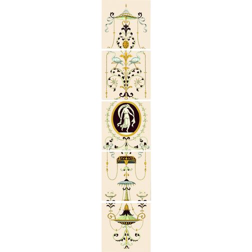 Cameo Carousel (with Scarf) 5-Tile Set on Colonial White