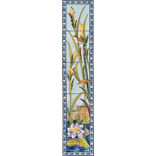Birds and Rushes 5-Tile Set on Colonial White