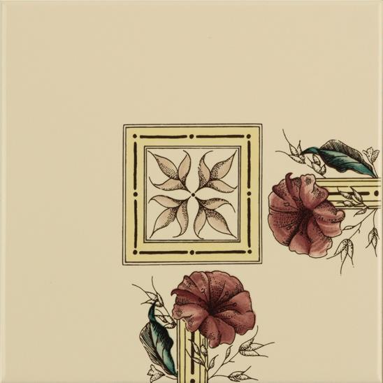 Plant & Urn Corner Tile on Colonial White