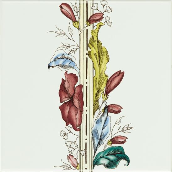 Plant & Urn Border Tile (flower LHS) on Brilliant White