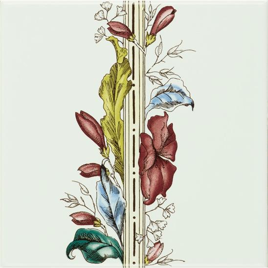 Plant & Urn Border Tile (flower RHS) on Brilliant White