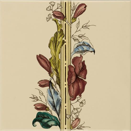 Plant & Urn Border Tile (flower RHS) on Colonial White