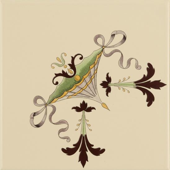 Cameo Carousel Corner Tile on Colonial White