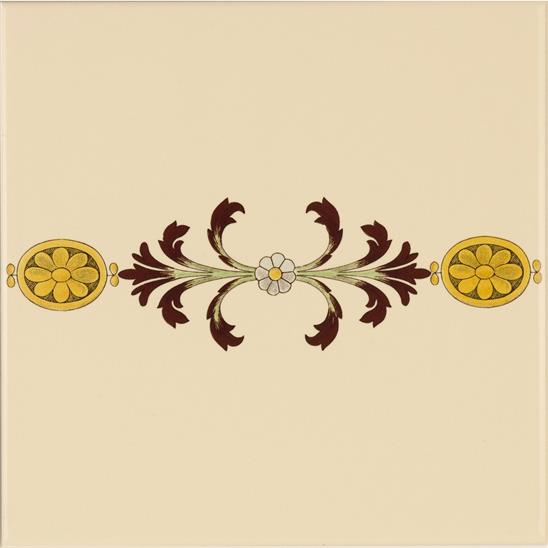 Cameo Carousel Border Tile on Colonial White