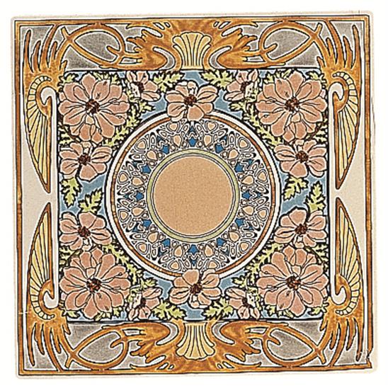 Evening Reverie Single Floral Tile on Colonial White
