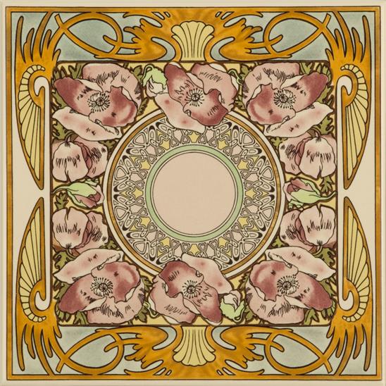 Nocturnal Slumber Single Floral Tile on Colonial White
