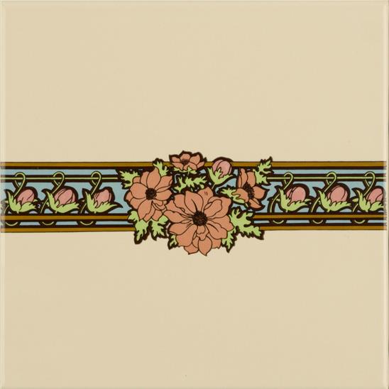 Evening Reverie Border Tile on Colonial White