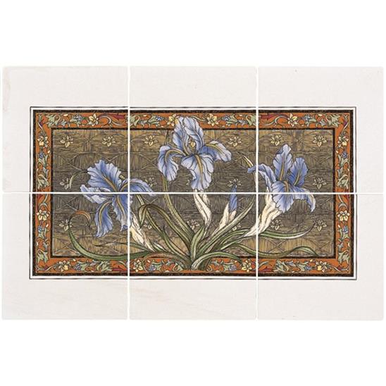 Blue Iris 6-Tile Panel on Brilliant White