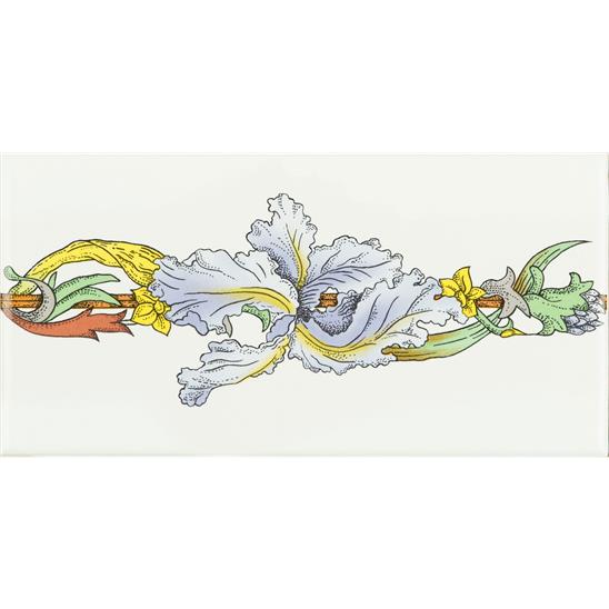 Blue Iris Border Tile on Brilliant White