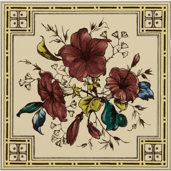 Plant & Urn Single Tile on Colonial White