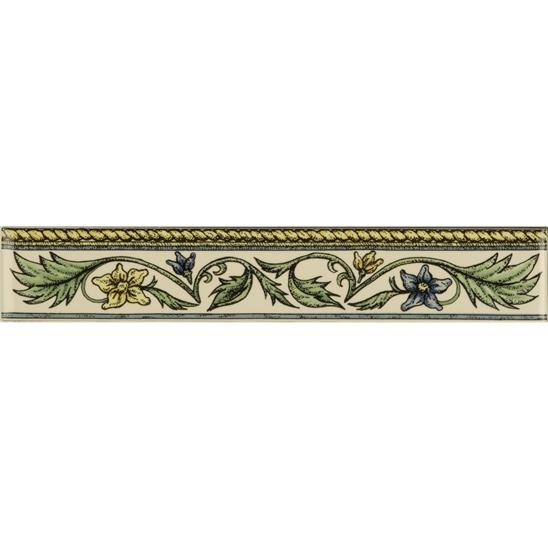 Floral Rope Blue & Yellow on Colonial Whte