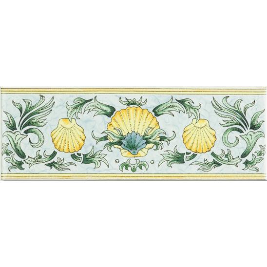 Scallop Shells Blue & Yellow on Brilliant White