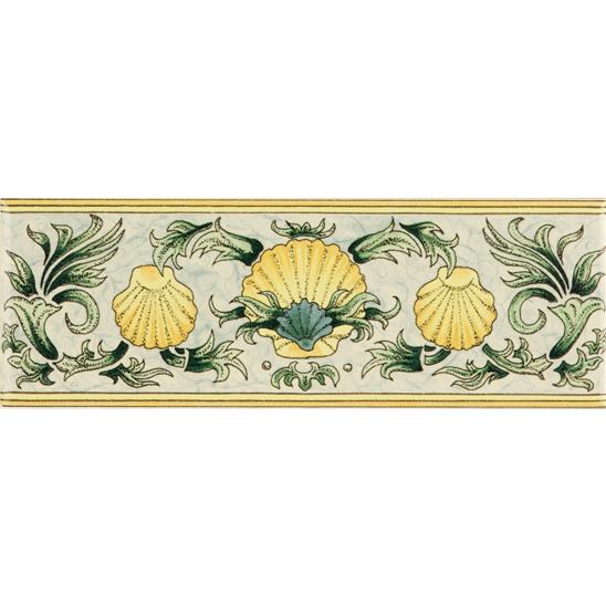 Scallop Shells Blue & Yellow on Colonial White