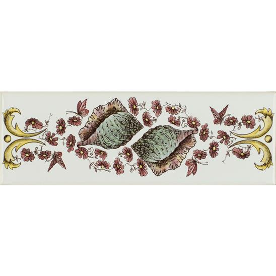 Seashells Border Tile on Brilliant White