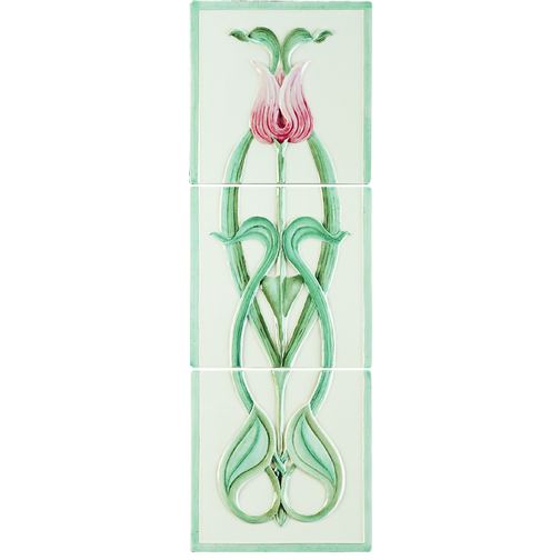 Angelina Pink Tulip 3-Tile Set on Colonial White