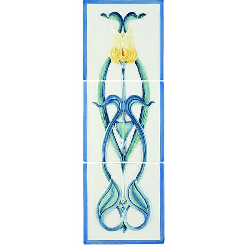 Henrietta Yellow Tulip on Colonial White 3-tile set