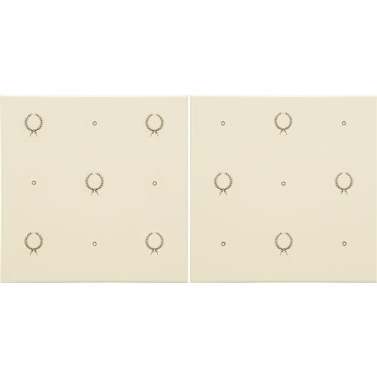 Laudatory Wreath 2-Tile Set Charcoal Grey on Colonial White