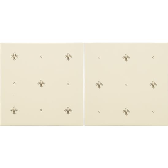 Faberge Fleur De Lis 2-Tile Set Charcoal Grey on Colonial White