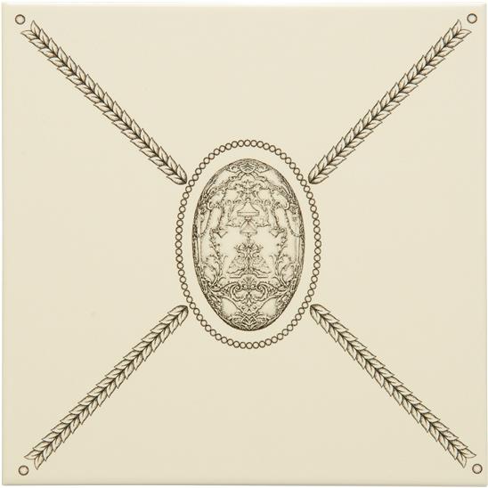 Cartouche With Egg Charcoal Grey on Colonial White