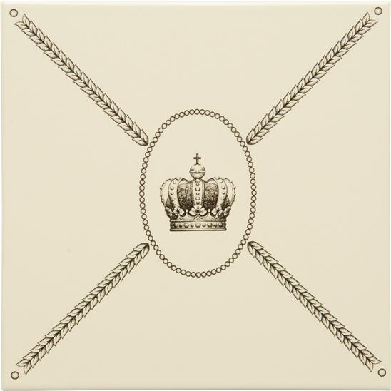 Cartouche With Sovereign Crown Charcoal Grey on Colonial White