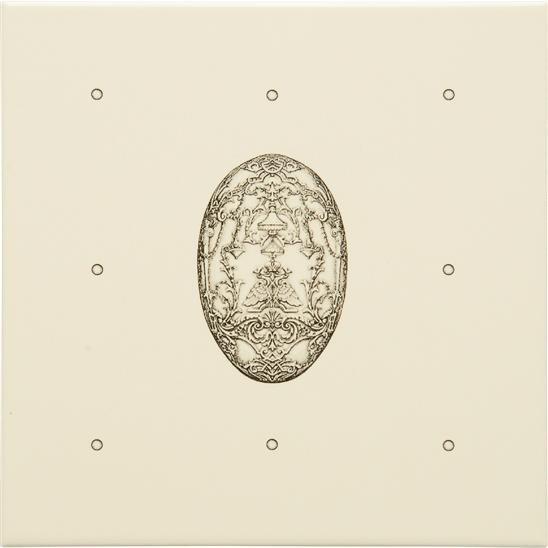 Dot Cartouche With Egg Charcoal Grey on Colonial White