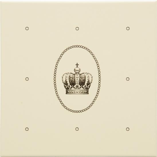 Dot Cartouche With Sovereign Crown Charcoal Grey on Colonial White