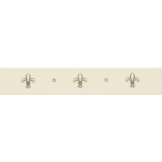 Fleur De lis Border Charcoal Grey on Colonial White