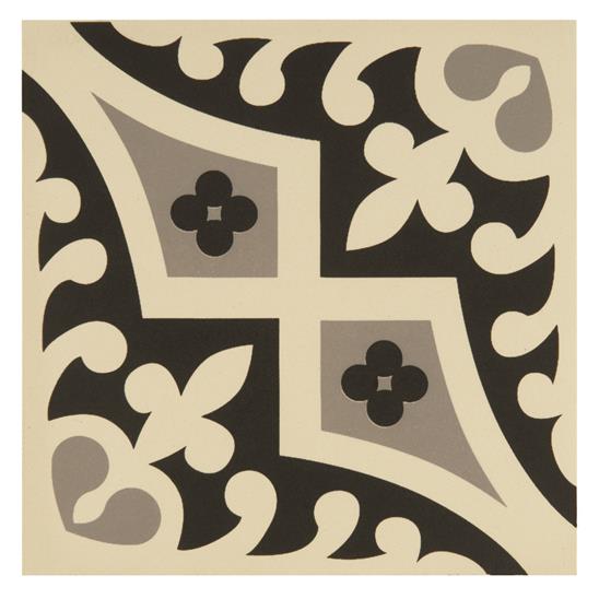 Romanesque Light Grey and Black on White