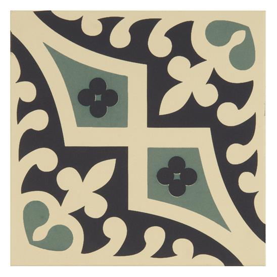 Romanesque Dark Blue and Dark Jade on White
