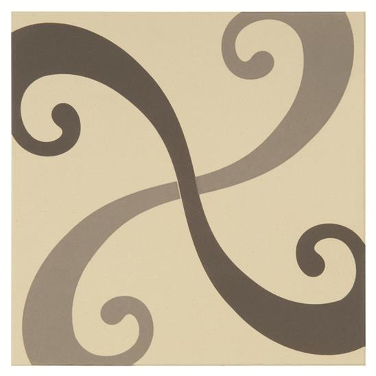 Arabesque 2-Tile Set Light Grey and Dark Grey on White