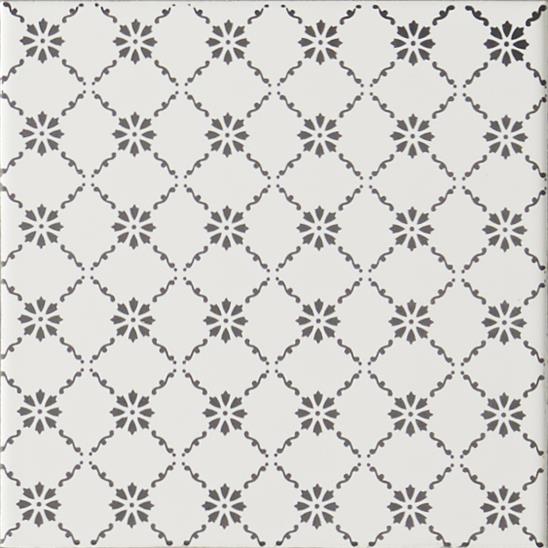 Floral Trellis Grey (Mid Grey on Brilliant White)