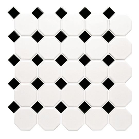 Classic Octagon and Dot Mosaic White & Black