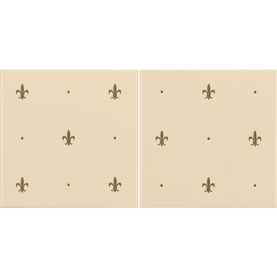 Fleur de Lis Gold 2-Tile Set on Colonial White