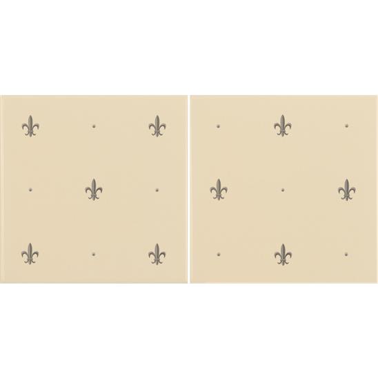 Fleur de Lis Platinum 2-Tile Set on Colonial White