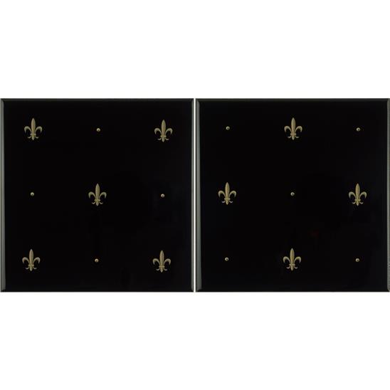 Fleur de Lis Gold 2-Tile Set on Jet Black