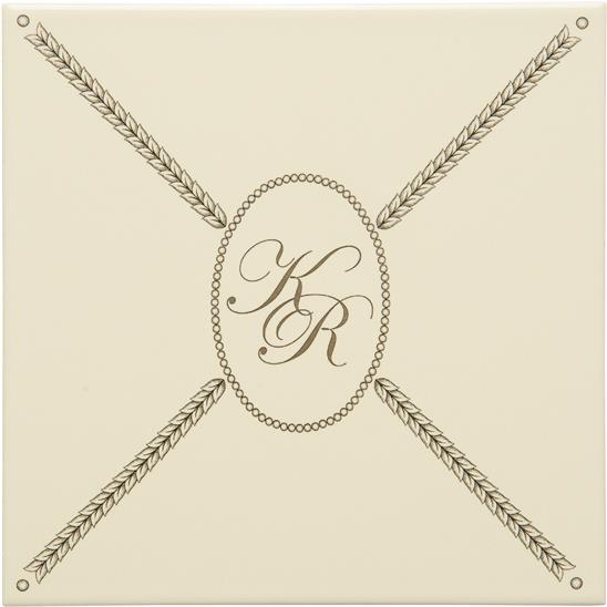 Monogram Cartouche Charcoal Grey on Colonial White