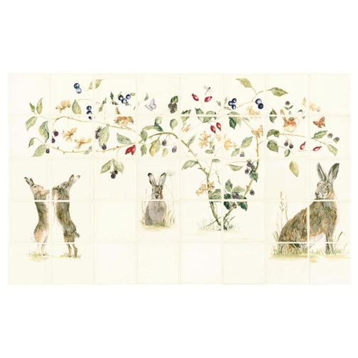 Family of Hares on Off White
