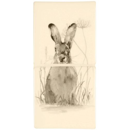 Hare in Hiding Sepia on Off White