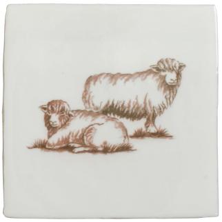 Flock of Sheep Sepia on Cotton
