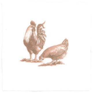 Brood of Chickens Sepia on Cotton