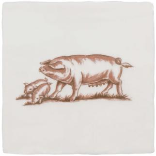 Litter of Pigs Sepia on Cotton